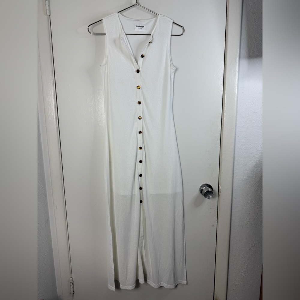 Callahan, Revolve, Mira white sleeveless button down, knit, midi, maxi dress S - Picture 4 of 9